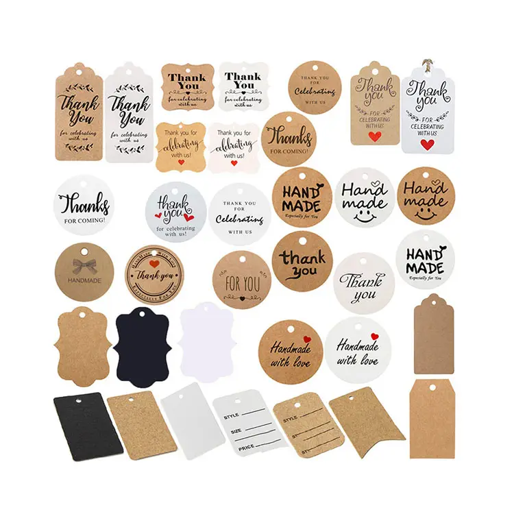 Customized shape hang cartoon brown cardboard kraft paper tags for christmas gift