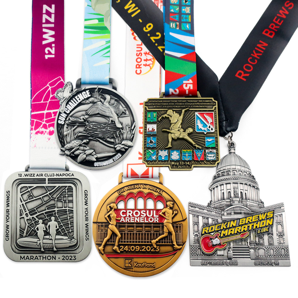 Customised Gold 5k 10k Running Swimming Football Metal Custom Marathon Finisher Sports Medals Manufacturer For Medals