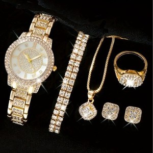 Coffret Cadeau de Luxe Saint-<span class=keywords><strong>Valentin</strong></span> 2026 : Collier, Bracelet, Boucles d'Oreilles, Bague en Diamant avec <span class=keywords><strong>Montre</strong></span> en Quartz Romain et Parure de Bijoux - Product Image 3