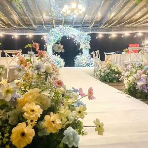 Prometida Handmade Estilo Moderno Artificial Colorido Flower Runner Arranjo De Casamento Personalizado Flower Runner para Casamentos - Product Image 4