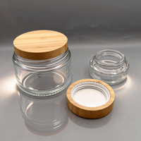 Bocaux ronds en verre givré vides avec couvercles en bambou, pots à crème en bambou, contenants cosmétiques de voyage rechargeables pour l'emballage de baume à lèvres