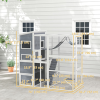 Maison pour chat spacieuse et moderne de luxe en bois de sapin, enclos extérieur pour chat avec accès direct, condo pour chat, enclos pour chat en maille métallique résistant pour jardin, toutes saisons