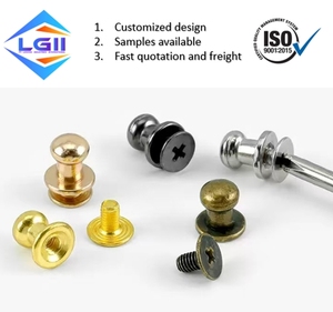 หมุดย้ำลูกโลหะสังกะสีหัวกลมแบบสกรู5X7mm สำหรับอุปกรณ์เสริมสำหรับกระเป๋าแบบ DIY เช่นเข็มขัดกระเป๋าหนังและฮาร์ดแวร์ - Product Image 2