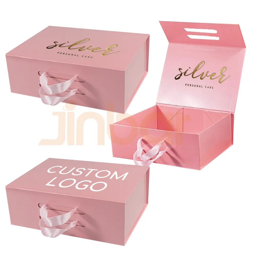 Jinbar Produktion maßge schneiderte Lieferanten Pink Jewell ery Box Foto Magnet box für Kleidung Pearl Handle Versand boxen