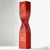 Nouveau trophée en résine à colonne torsadée or rose, récompense commémorative personnalisée pour la cérémonie annuelle de l'entreprise
