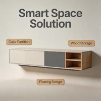 Meuble TV flottant moderne avec rangement intégré, console murale en bois pour salon et chambre à coucher