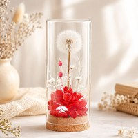 Dôme carré de fleurs de pissenlit stabilisées, décoration botanique de bureau, longue durée (3-5 ans), cadeau souvenir pour la Saint-Valentin