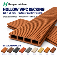 Planches de terrasse en WPC creuses de haute qualité 135x25mm, imperméables, antidérapantes, en composite bois-plastique, pour l'aménagement extérieur des jardins