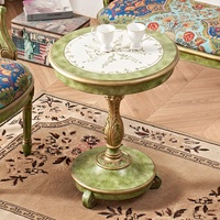 Petite table d'angle américaine vintage en bois massif Buffet de canapé peint pour villa Salon Balcon Table basse et ronde
