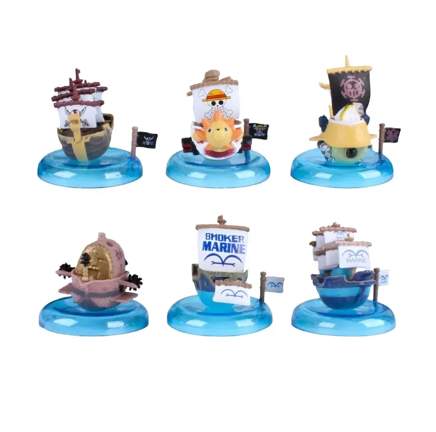 2024 6 pçs/set nova chegada criativa decoração do bolo artesanato presentes uma peça caixa artesanato bonito 6 navio pirata anime figura