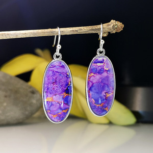 Eleganti orecchini pendenti viola in stile vintage, gioielli minimalisti alla moda per donna, vendita all'ingrosso - Product Image 6