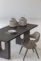 Mobilier rustique en bois minimaliste chêne béton table à manger en bois massif meubles de salle à manger ensemble de table 8 chaises table à manger