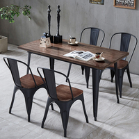 Ensemble de table et chaises de restaurant en métal de haute qualité, couleur personnalisée, table carrée en bois