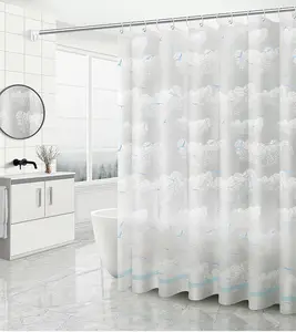 Полиэтиленовые занавески для ванной и душа с индивидуальным дизайном из ПВХ, водонепроницаемые занавески с пластиковыми крючками для ванной комнаты