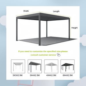 Pérgola Moderna Personalizada para Exteriores, Resistente al Viento, con Techo Plano, Invernadero de Vidrio, Estructura de Aluminio, Prefabricada, Independiente - Product Image 6