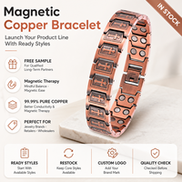 Bracelet magnétique en cuivre pur pour thérapie magnétique, motif croix, chaîne à maillons, style vintage, vente en gros, fournisseur d'usine sur mesure