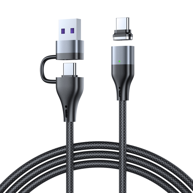 PD 240W USB-C Magnetic 3-in-1 Fast Charging Data Cable with Braid Shielding Nylon Jacket for iPhone 17/16/15 Camera/Car/Computer