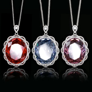 High Quality Eco-friendly Copper Oval Bird Nest Design Red Cubic Zirconia Jewelry Large Gemstone Pendant Necklace for Women Gift - Product Image 5