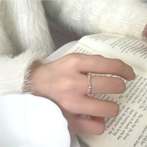 925 Sterling Silver Bead <b>Ring</b> Elastic Cord Minimalist Korean Style Unisex Everyday Wear Jewelry - Product Image 1