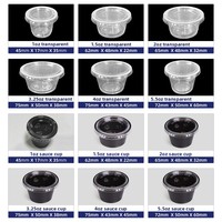 Couvercles de gobelets à sauce jetables transparents de qualité alimentaire, étanches, pour emballage à emporter, personnalisables, capacité 1oz-4oz, échantillons gratuits, MOQ 10000