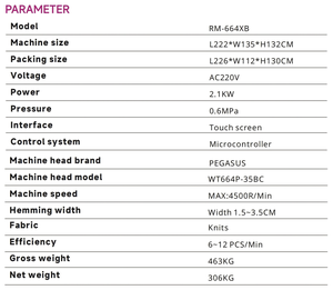 Machine à ourler automatique à plateforme plate RONMACK RM-664XB, point noué, en métal - Product Image 4