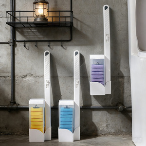 Cepillo de inodoro desechable para montar en la pared con cabezales de repuesto que se disuelven, juego de cepillos de limpieza para inodoro para uso doméstico, sin ángulos muertos. - Product Image 1
