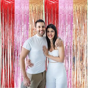 Wholesale Metallic Tinsel Curtains <b>Gold</b> Metallic Party Foil Fringe Curtain for Party Backdrop Decoration Supplies - Product Image 5