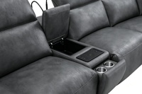 Canapé sectionnel électrique moderne avec lumières de lecture et consoles multimédias, canapé incurvé à mouvement électrique pour home cinéma