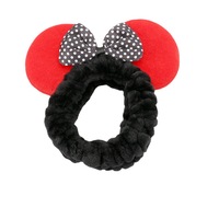 Bandeau pour le visage et le maquillage, style coréen Mickey, charmant et mignon, super doux et moelleux, avec petit nœud, pour usage quotidien en extérieur