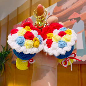 Porte-clés Bouquet de Roses en Laine au Crochet, Kit de Matériaux DIY Faits Main au Crochet, Magnifique <span class=keywords><strong>Cadeau</strong></span> pour <span class=keywords><strong>Femme</strong></span> pour le Festival Qixi, Vente en Gros - Product Image 3