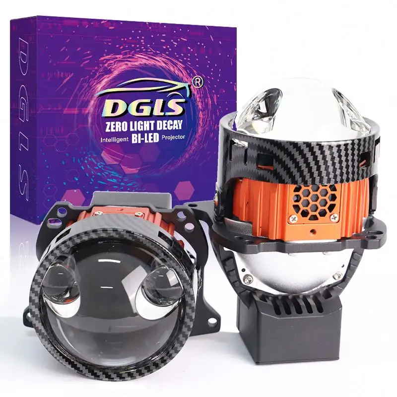 DGLS E500 lampu depan mobil lensa proyektor, bola lampu depan mobil lensa proyektor Led 170W 20000Lm 3.0 inci untuk mobil