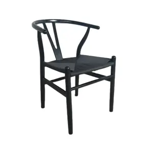 북유럽 디자인 애쉬 한 Wegner 블랙 Wishbone Y 의자 종이 밧줄 좌석