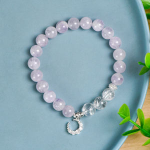 Bracelet tendance en perles de cristal spirituel en forme de boule, breloques mode, perles de guérison en améthyste lavande naturelle et quartz clair - Product Image 6