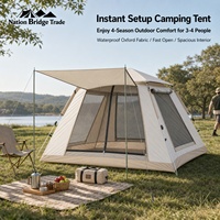 Tente de camping gonflable portable de luxe quatre saisons, imperméable, pour 1-2 personnes, familiale, écologique, coupe-vent, en tissu Oxford imperméable
