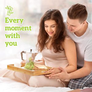 Wooden tray with handles, nesting multi-functional tray, suitable for breakfast, lunch, dinner, and <b>coffee</b> <b>tables</b>. <b>Bamboo</b> food - Product Image 1