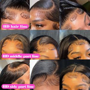 Perruques sans colle de 50 pouces, cheveux humains, perruques frontales en dentelle HD 13x6, cheveux indiens bruts, pré-épilés et nœuds décolorés, perruques pour femmes noires - Product Image 5