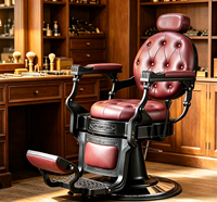 Fauteuil de Barbier Rétro Exquis et Antique, Capitonnage Hydraulique Inclinable, Mobilier Professionnel pour Salon de Coiffure