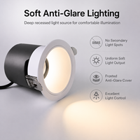 Spot encastré LED COB tout aluminium anti-éblouissement, projecteur de plafond dimmable pour intérieur, maison et commerce