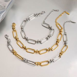 <span class=keywords><strong>Bracciale</strong></span> Classico da Donna JD in Acciaio Inossidabile Placcato Oro 18K, Catena Larga Bicolore con Chiusura a Croce, Resistente all'Acqua e all'Ossidazione - Product Image 4