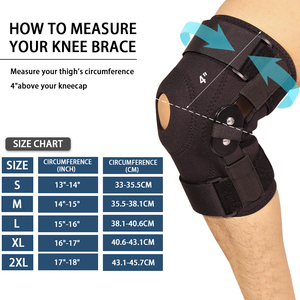 Genouillère médicale articulée en néoprène de haute qualité pour soulager la douleur avec stabilisateurs latéraux et compression réglable - Product Image 5