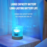 Lampe de table en cristal RVB à intensité variable Projection rotative USB LED Veilleuse d'ambiance pour chambre à coucher Cadeau de salle de jeux de chevet
