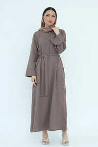 LE DUO Elegante y Modesto Abaya para Mujer, Cuello Redondo, Cinturón, Bolsillos, Manga Larga, Vestido Islámico - Product Image 3