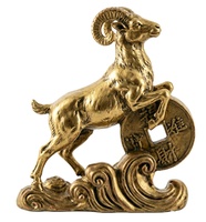 Statue de mouton doré en résine, Art déco, figurine de chèvre Feng Shui avec pièces de monnaie, décoration pour la richesse et la chance