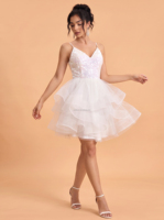 Robe de mariée personnalisée, robe de mariée grande taille, robe de mariée courte à sequins, robes magnifiques, robe de fête prénuptiale, robe blanche