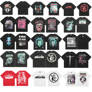 Vendita diretta in fabbrica serie Trendy Hell e Star stampate in puro cotone da uomo magliette estive Casual a maniche corte da donna - Product Image 2