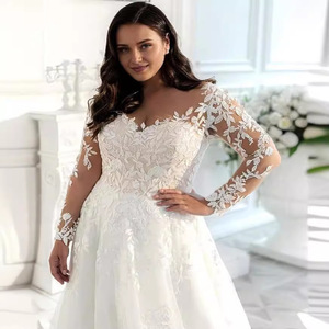 Robes de mariée civiles personnalisées à manches longues 2026, style campagnard, coupe trapèze, avec appliques en dentelle, traîne <span class=keywords><strong>courte</strong></span>, <span class=keywords><strong>robe</strong></span> de mariée bohème simple - Product Image 6