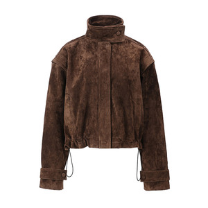 Veste en <span class=keywords><strong>daim</strong></span> véritable pour femme, modèle 2026, en cuir de chèvre véritable, chaude, pour le printemps et l'automne - Product Image 1