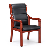 Chaise de conférence robuste avec structure en bois et revêtement en cuir PU, chaise de direction en gros pour salle de réunion
