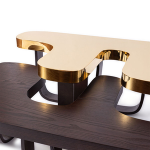 New Light muebles de lujo Combinación de sala de estar Mesa baja de nogal Juegos modernos de mesa de centro de acero inoxidable - Product Image 4