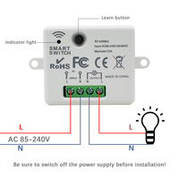 Interruptor de Control Remoto Inalámbrico Universal de 433 Mhz, 110 V, 220 V, 10 A, Mini Receptor de Relé, Control Remoto para Lámpara LED del Hogar